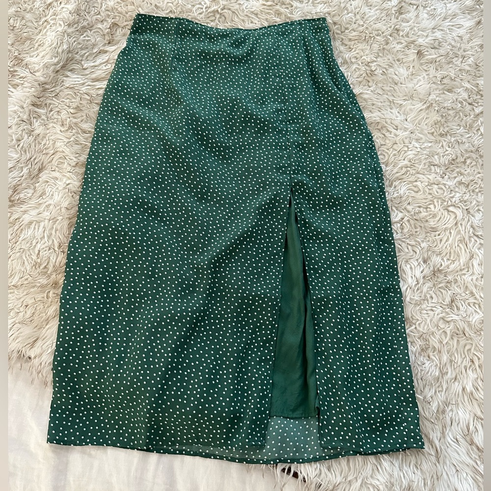Abercrombie & Fitch Green Polkadot High Waist Skirt